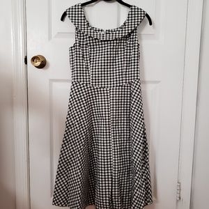 NWT Black and white gingham fit & flare dress